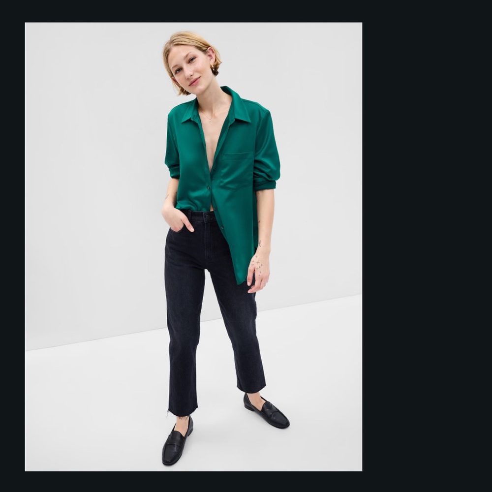 NWT Satin Boyfriend Shirt